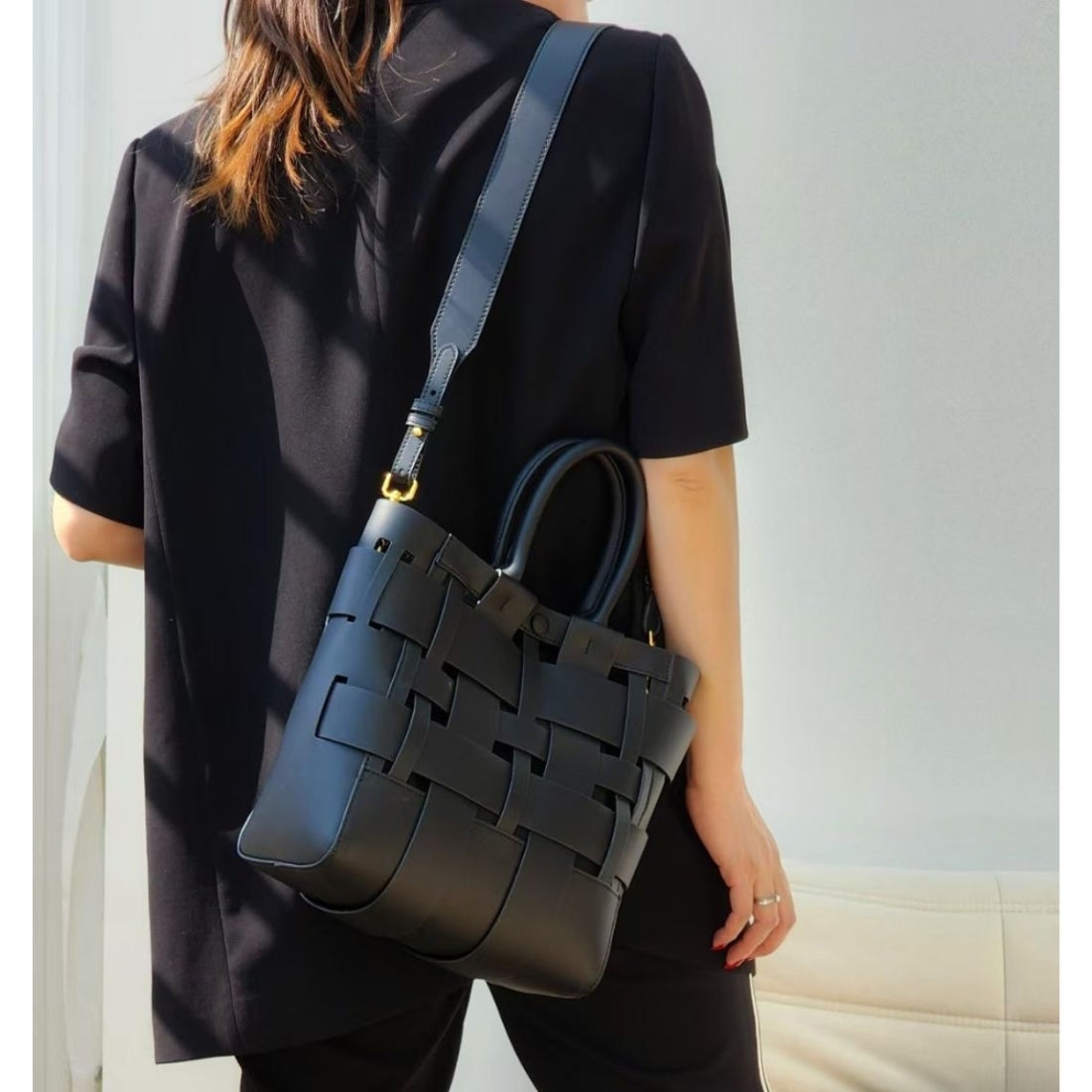 トミエコ Tomieco LEATHER トート/2wayショルダーバッグ 編み込み