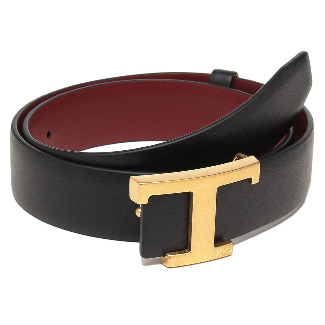 トッズ TOD'S ベルト T タイムレス リバーシブル ブラック レッド
