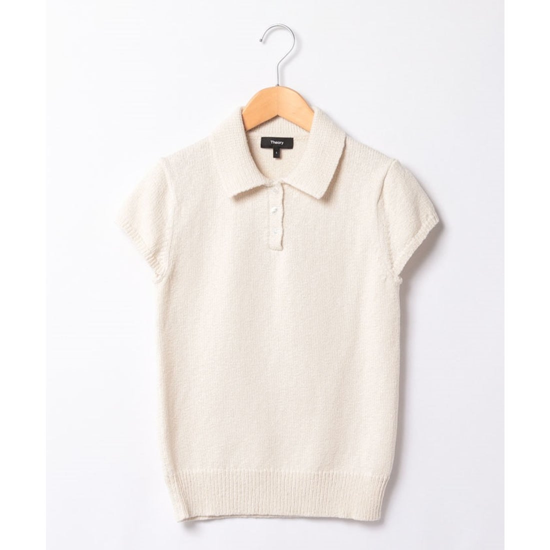 セオリー Theory ポロシャツ WAVE BOUCLE CAP SLV POLO （オフホワイト