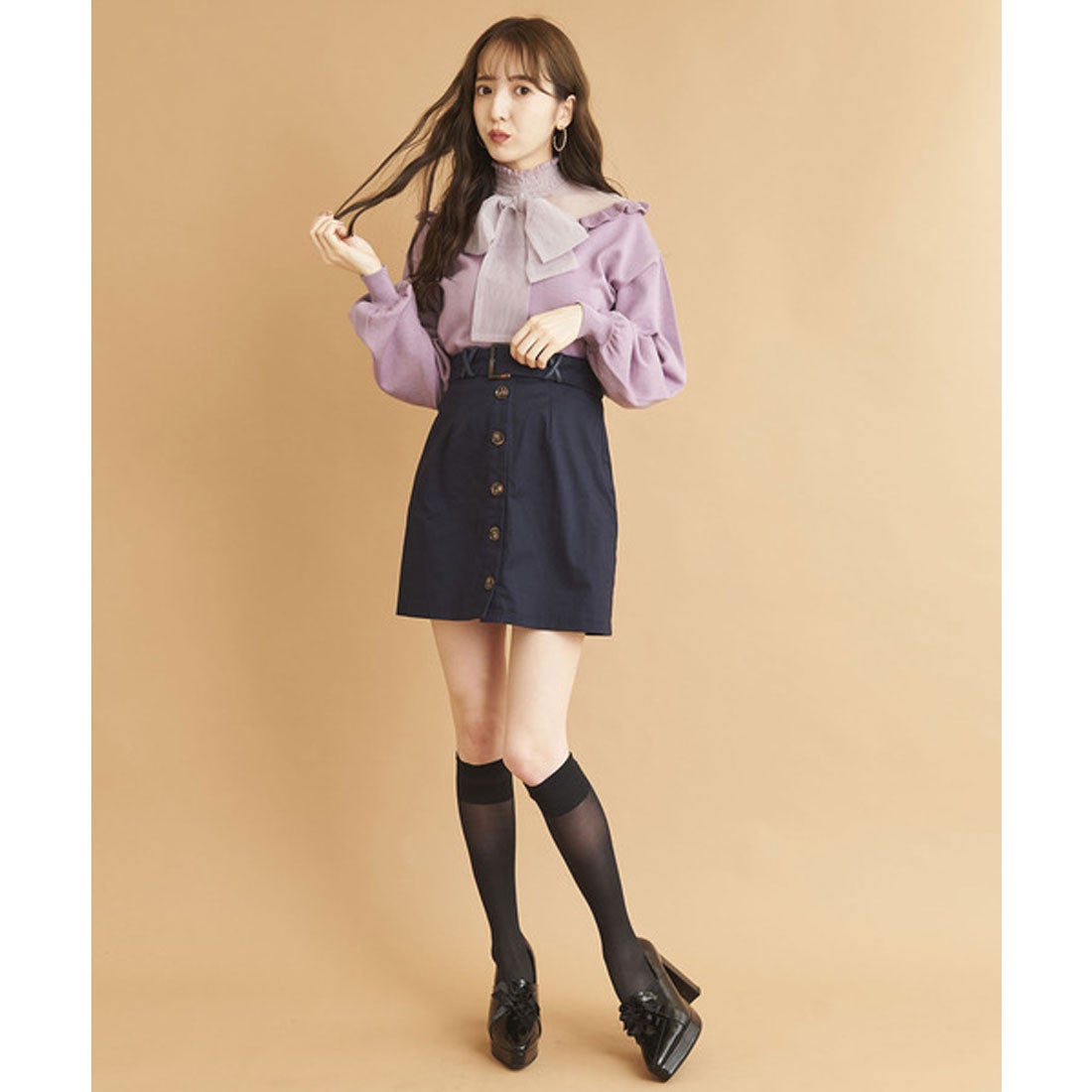 ティティーアンドコー TITTY&CO. フロントボタンミニスカート