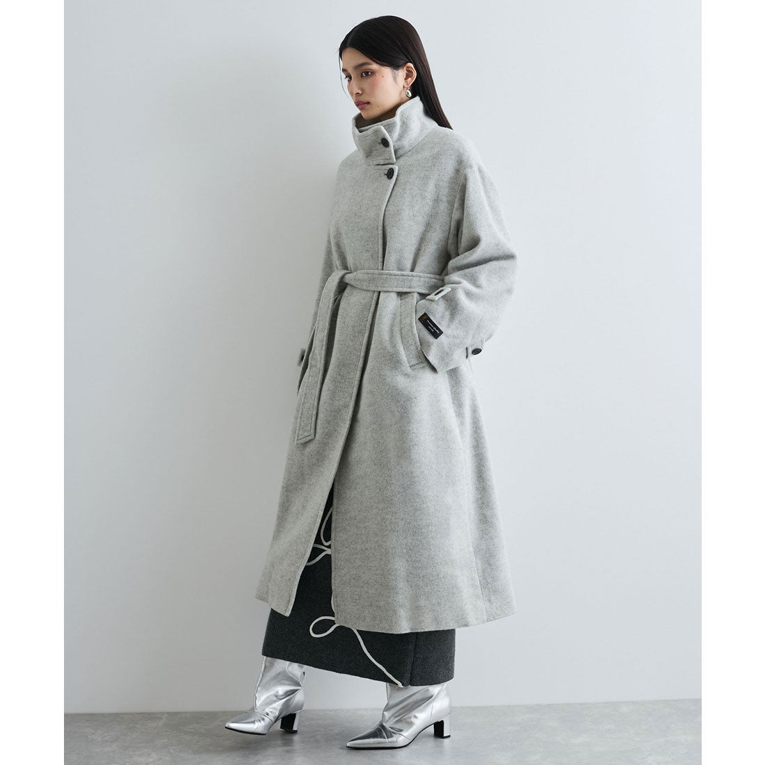 ビス VIS 【静電気防止】【2WAY】ウール混シャギーロングコート