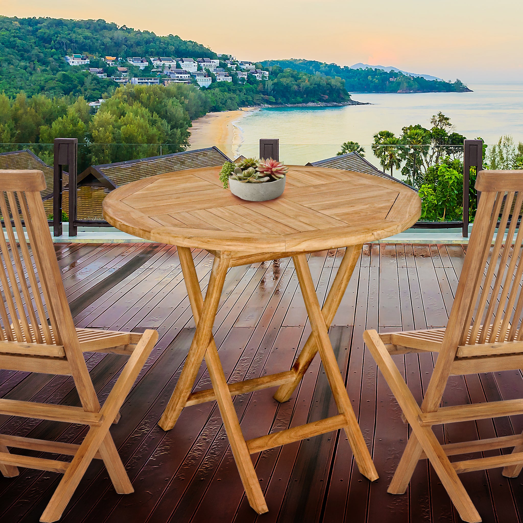 Teak Wood Sanibel Outdoor Folding Table, 36 inch – Seven Seas Teak