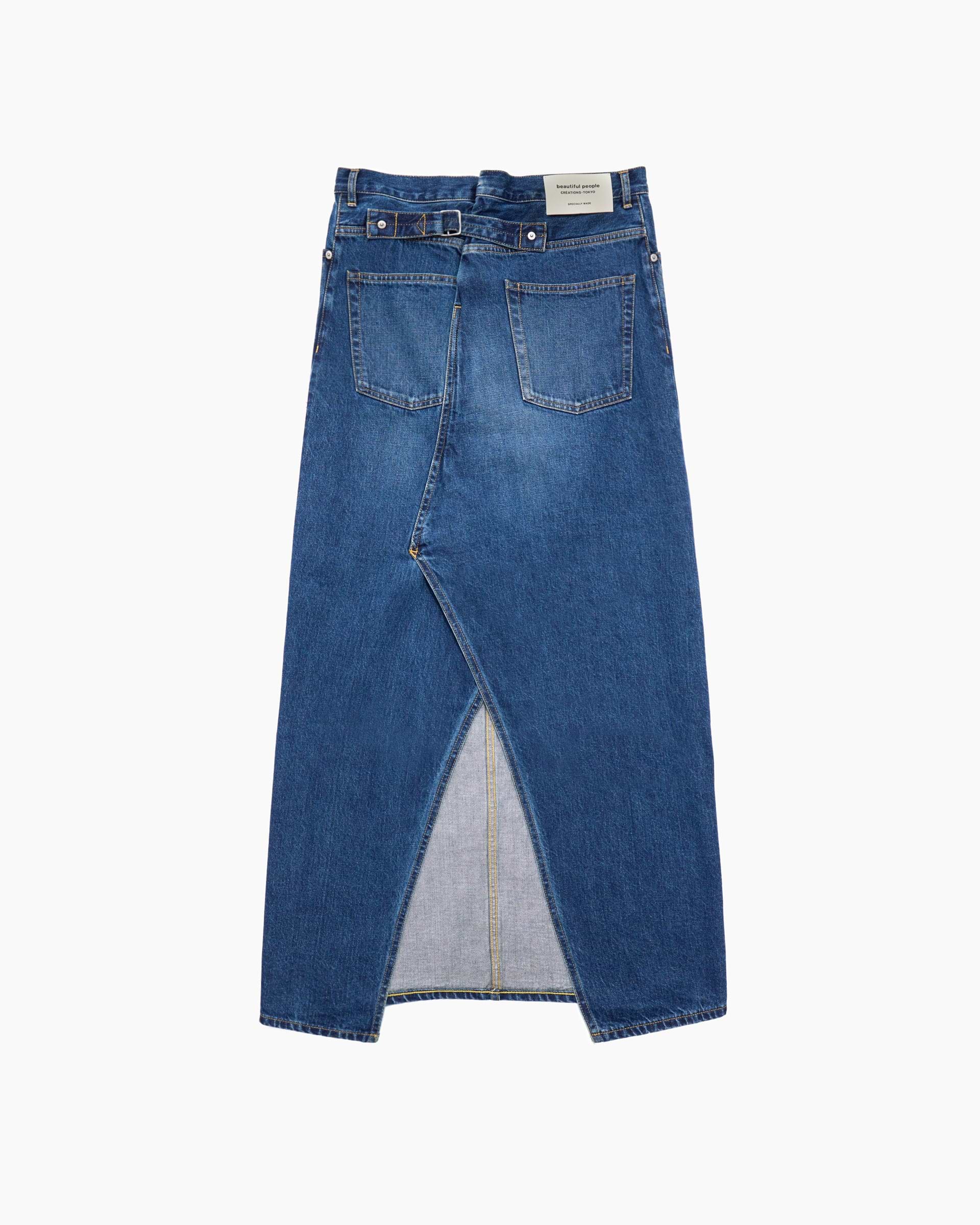 beautiful people】セルビッチブリーチデニムタイトスカート