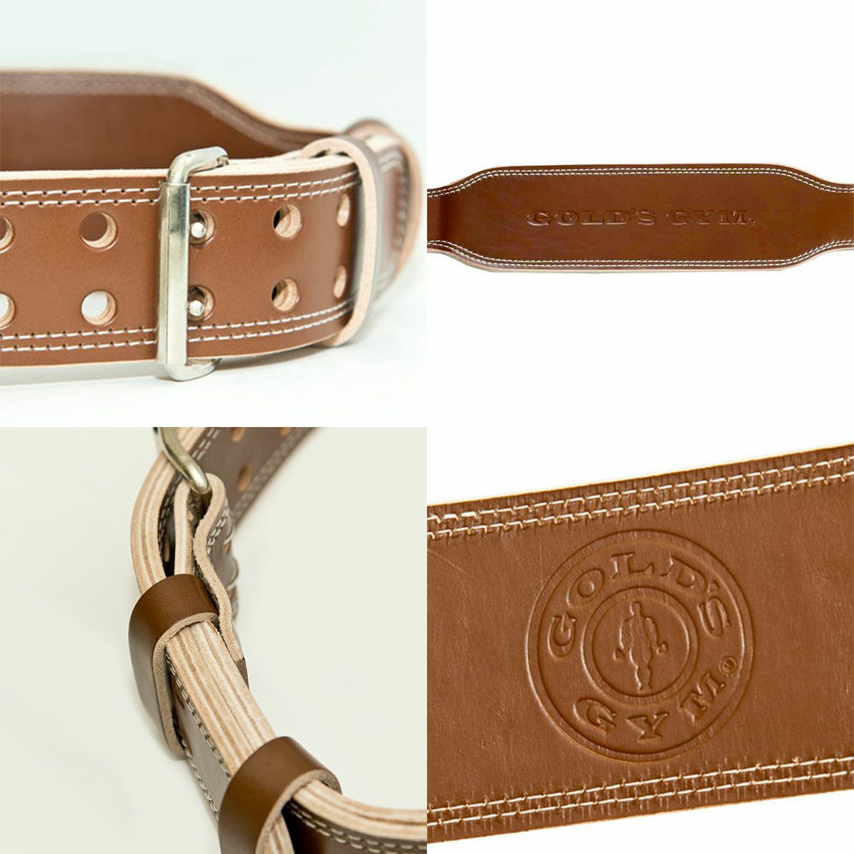 GOLD'S GYM ゴールドジム レザーパワーベルト ブラウン Lサイズ