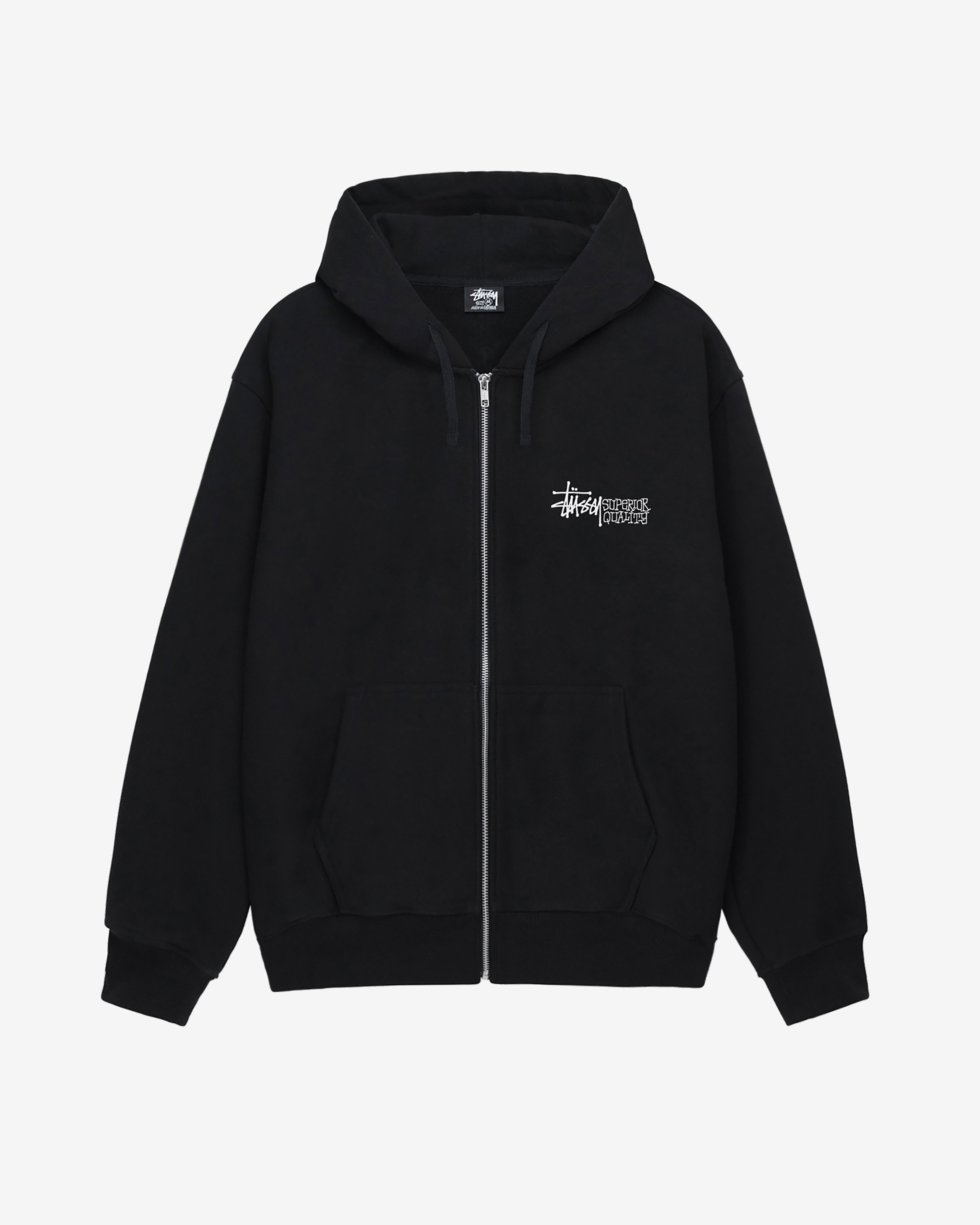 Stüssy: Men's Superior Quality Zip Hoodie (Black) | DSMNY E-SHOP