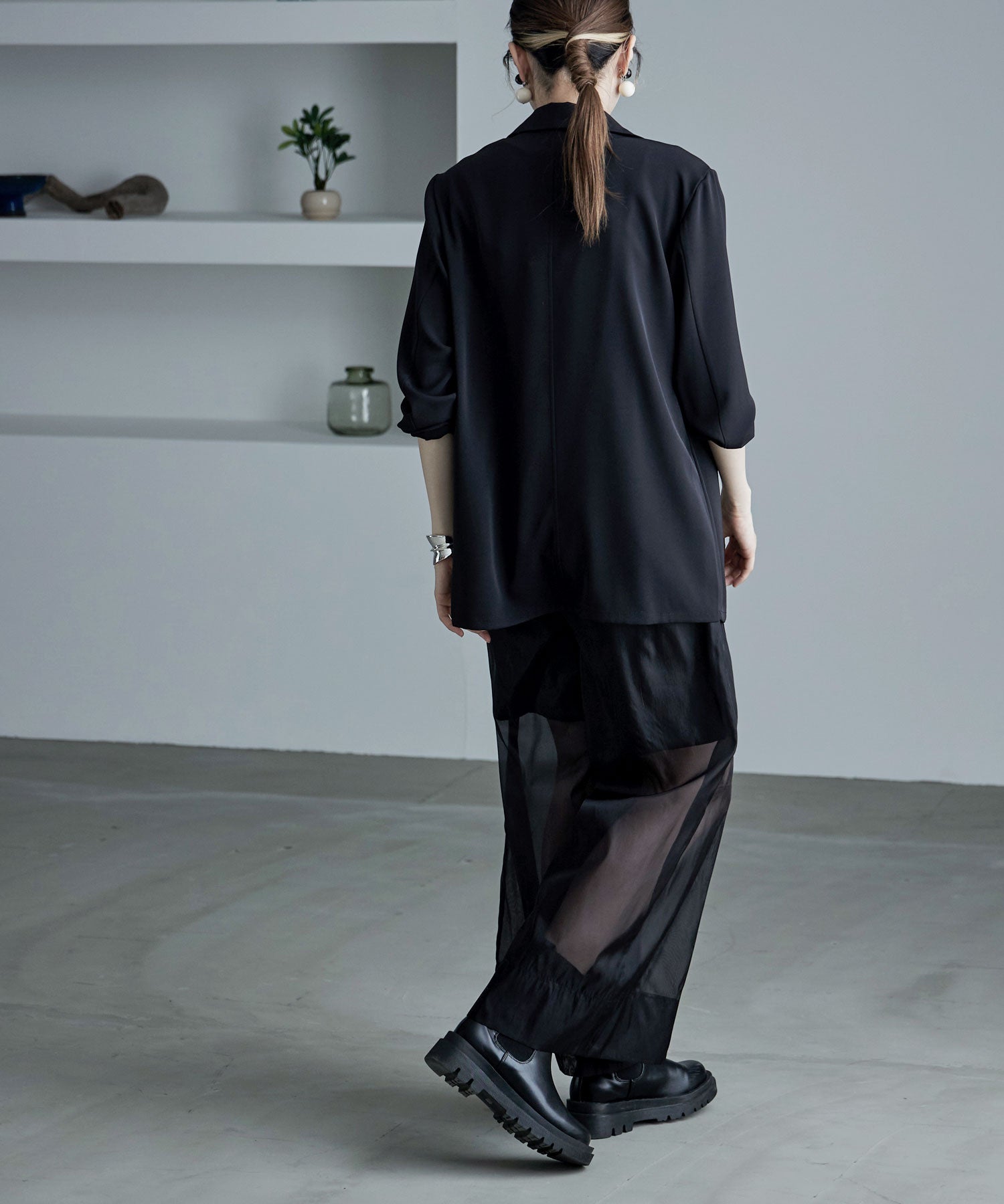 3piecesジャケット＆オーガンジーパンツセットアップドレス｜パンツ