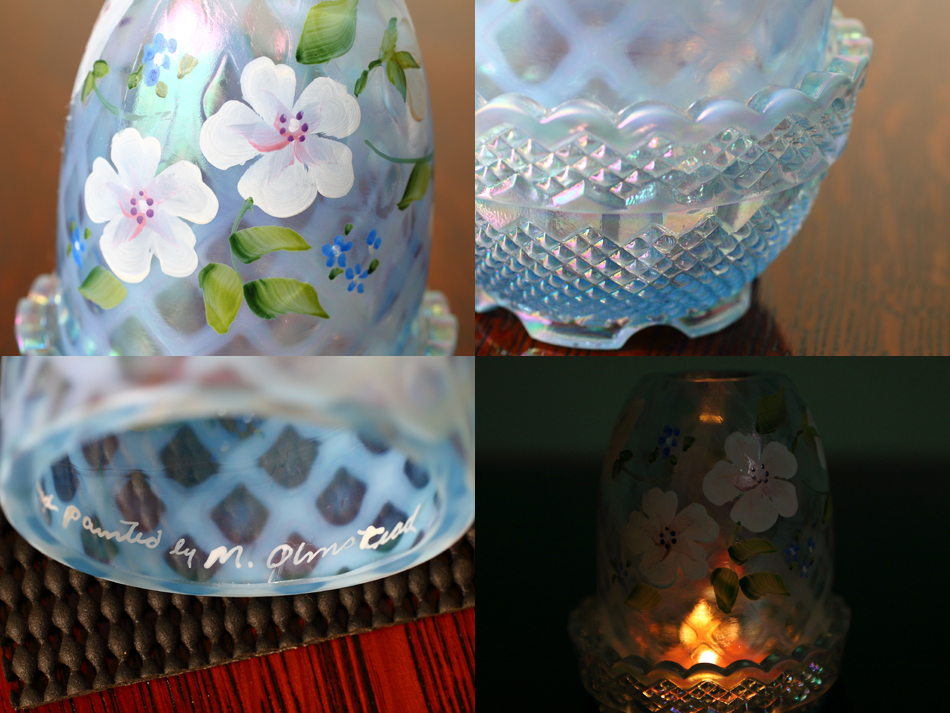 HKさま専用＞フェントン ブルーイリデセントグラス・プラムクレスト