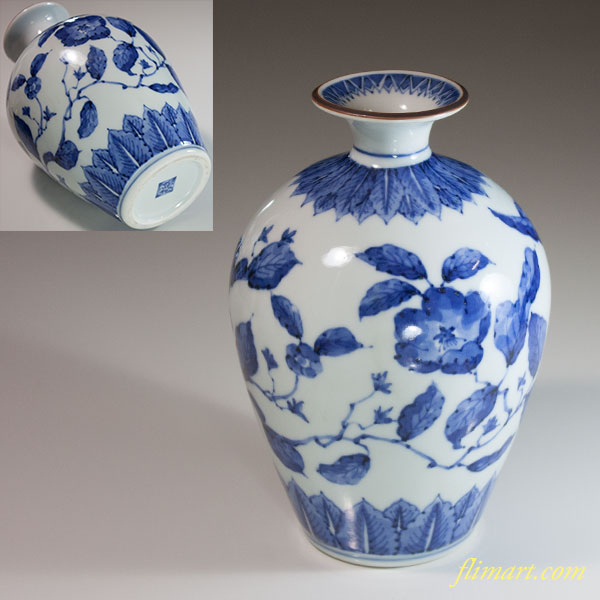 旭窯椿窯瀬戸染付花瓶 | 和食器リサイクル通販専門店フリマート