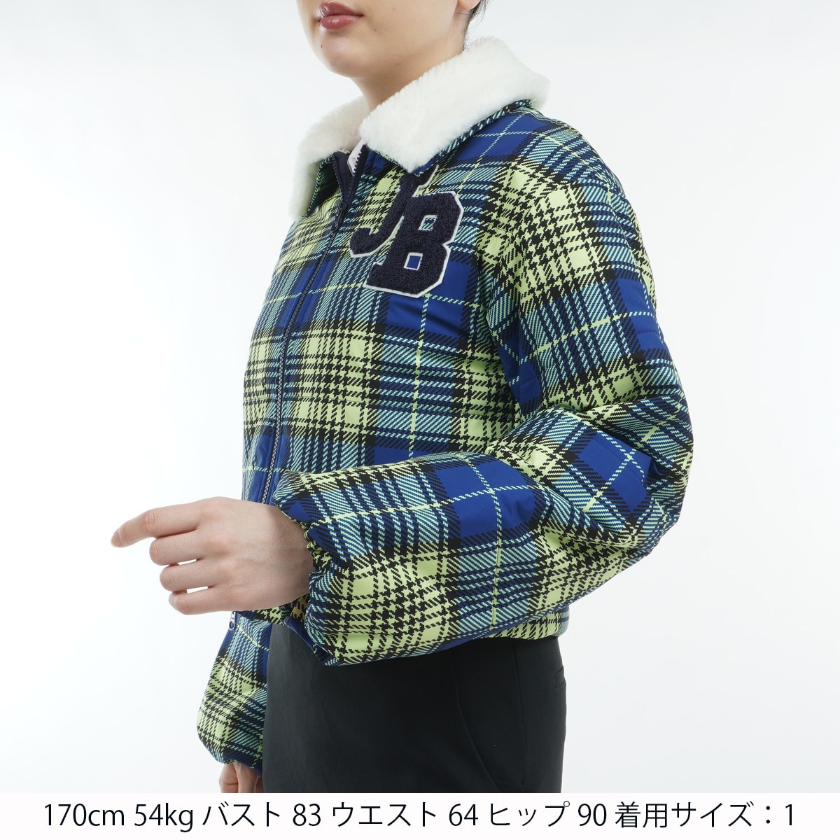 セール・アウトレット】ストレッチタフタ ボア襟ジップアップブルゾン