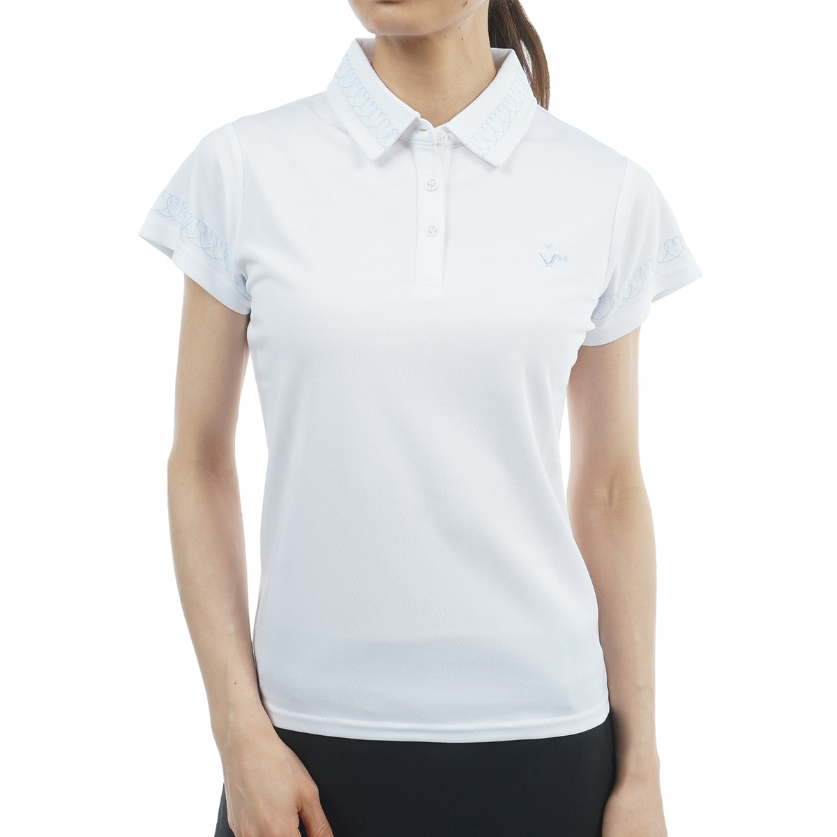 セール・アウトレット】ハート刺繍鹿の子半袖ポロシャツ レディス(半袖