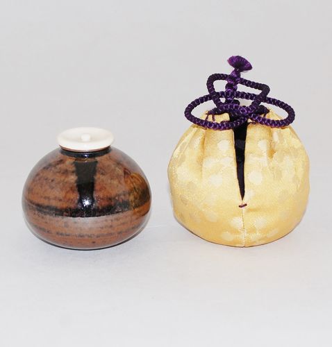 茶道具 茶入 松本鉄山造 大名物国詞茄子 共箱 茶道具 松本鉄山作