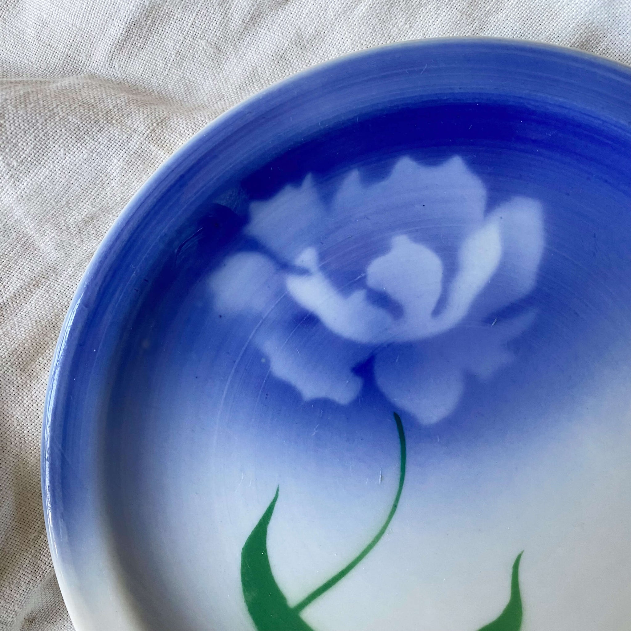 Vintage 1940s Syracuse Econo-Rim Restaurant Ware Plate with Blue