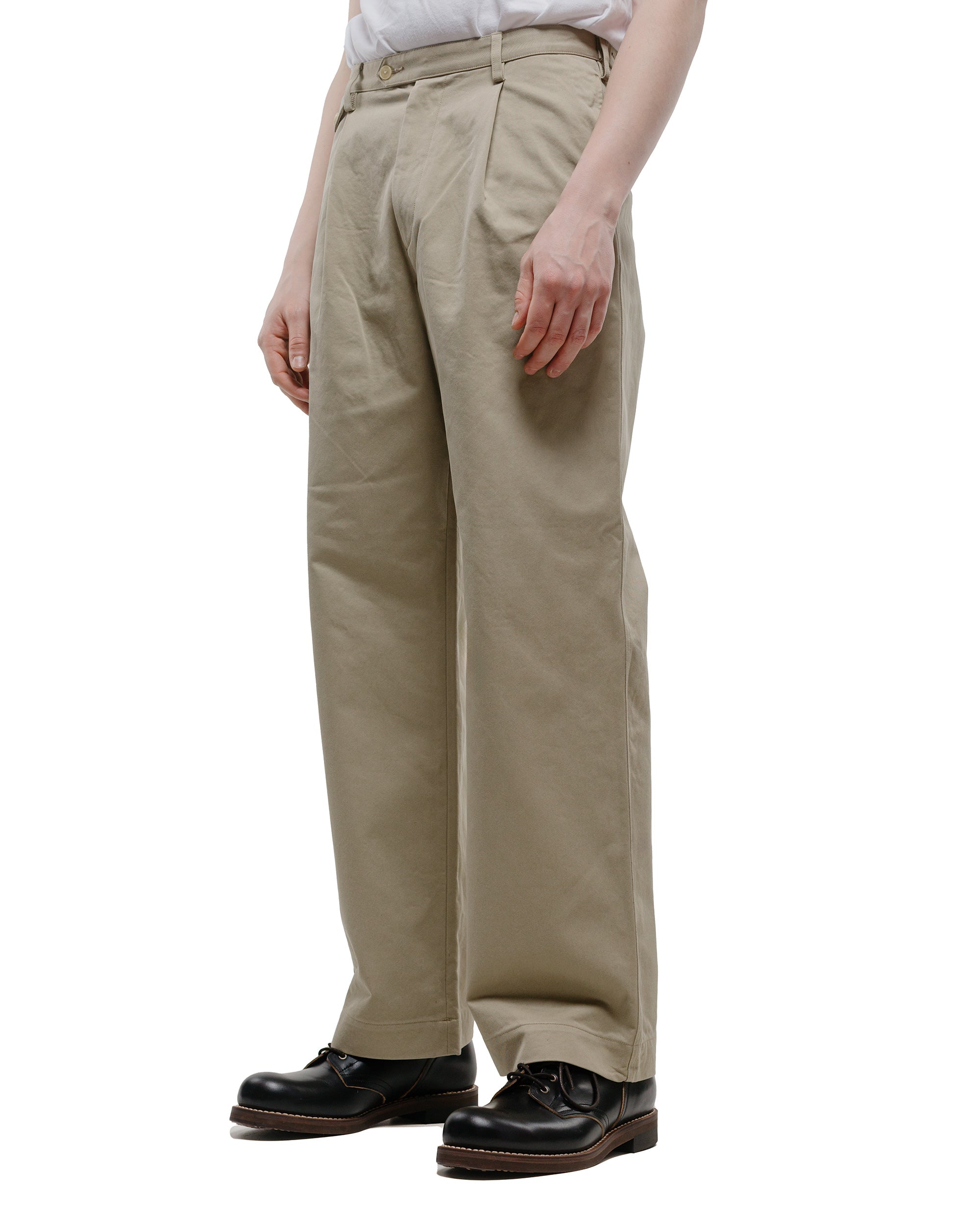 Auralee Washed Finx Chino One-Tuck Pants Light Khaki