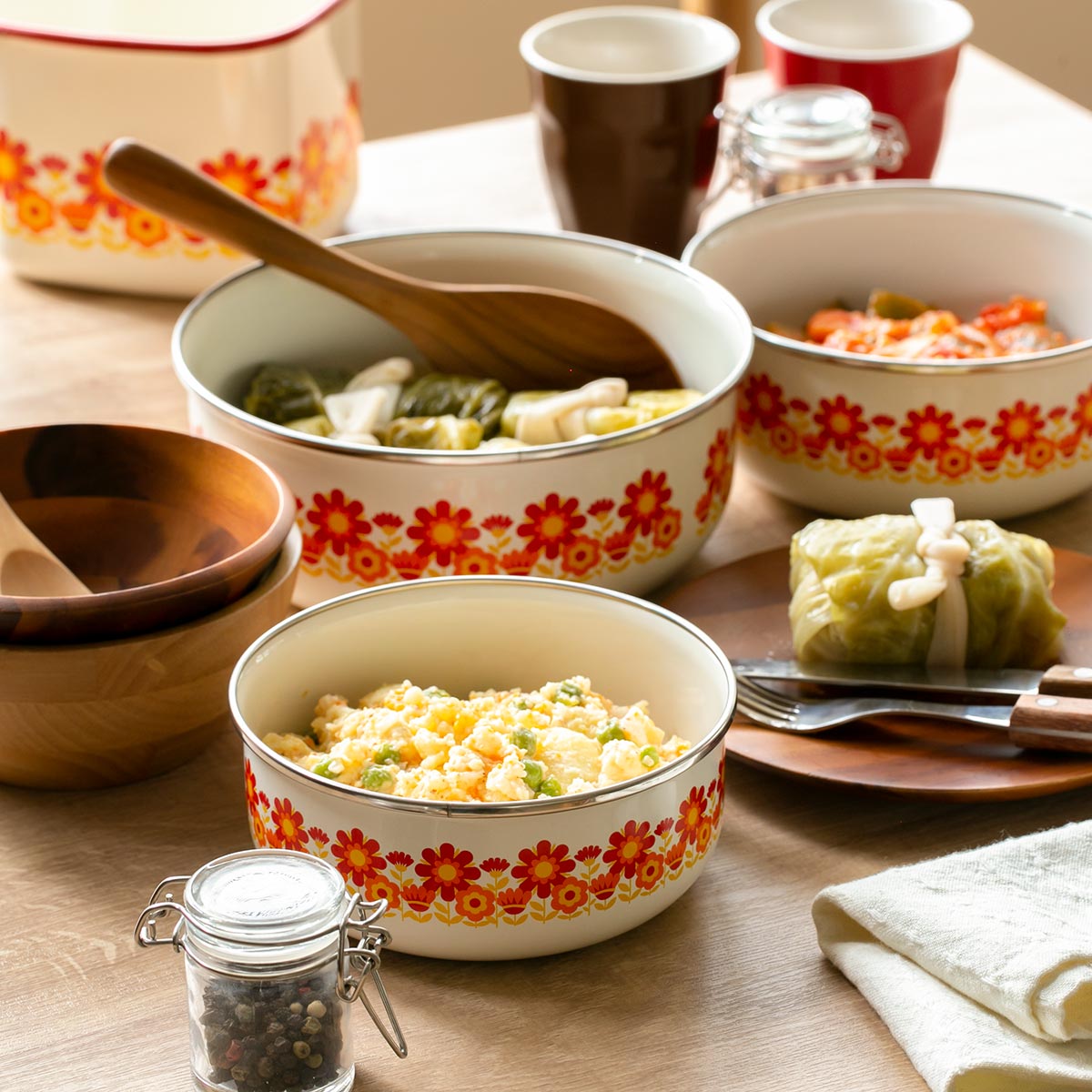 保存容器 1.8L メモリーズ 18cm 丸型容器 サンフラワー（ レトロ