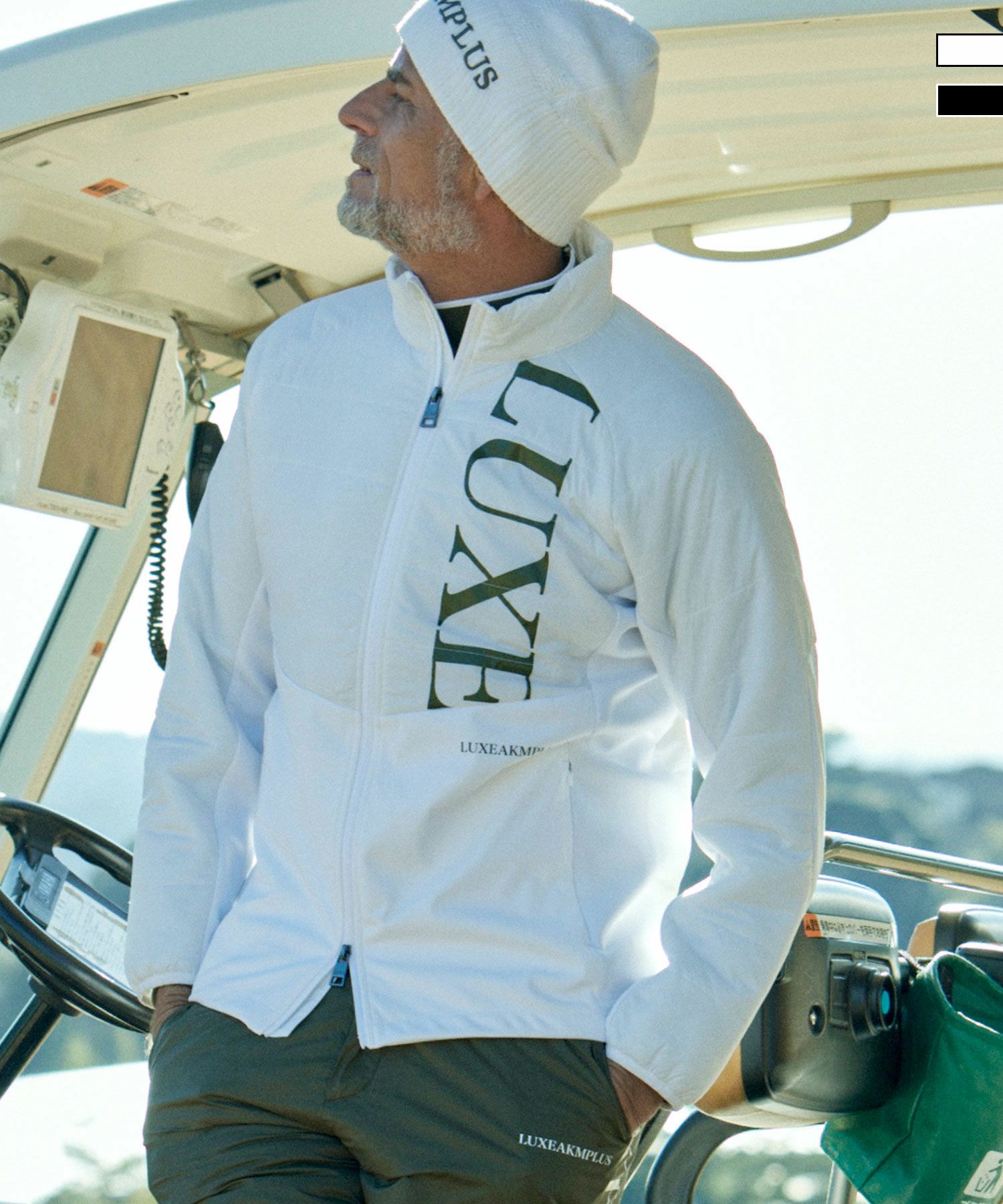 LUXEAKMPLUS×roar(リュクスエイケイエムプラス)ゴルフ 総柄ロゴ中綿