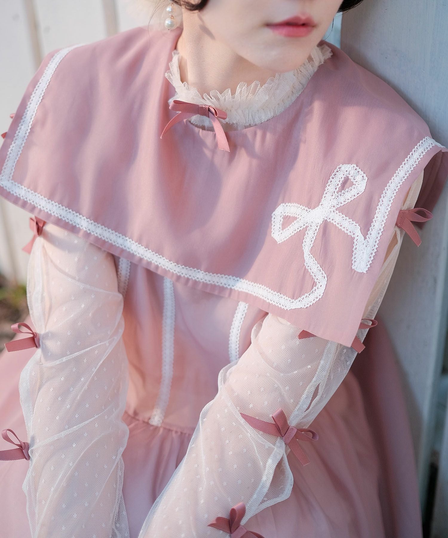 セーラーカラー レース ワンピース miolite 全2色｜mio341-0144【1