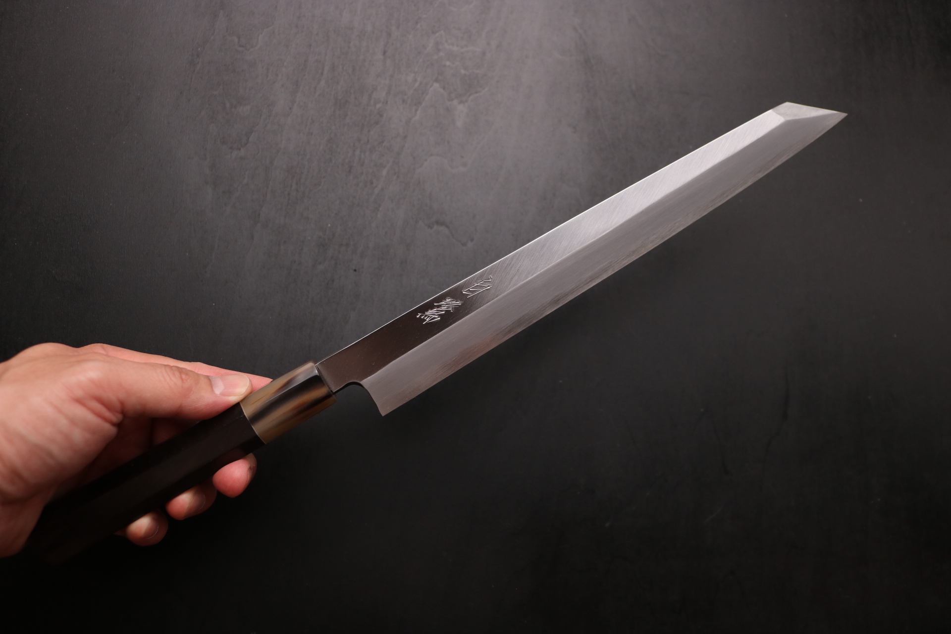 5本セット 三段銀巻 黒水牛角 フグ引き270 黒檀八角柄 フグ引き9寸 包丁柄