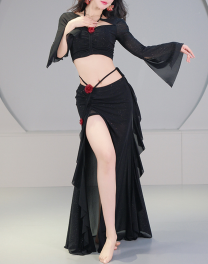 送料無料】ローズが印象を添える2wayセットアップ｜ベリーダンス衣装に