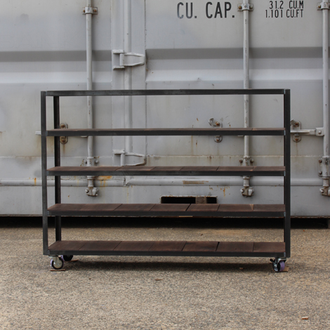 167_キャスター付きアイアンシェルフ/WN｜オーダー家具や