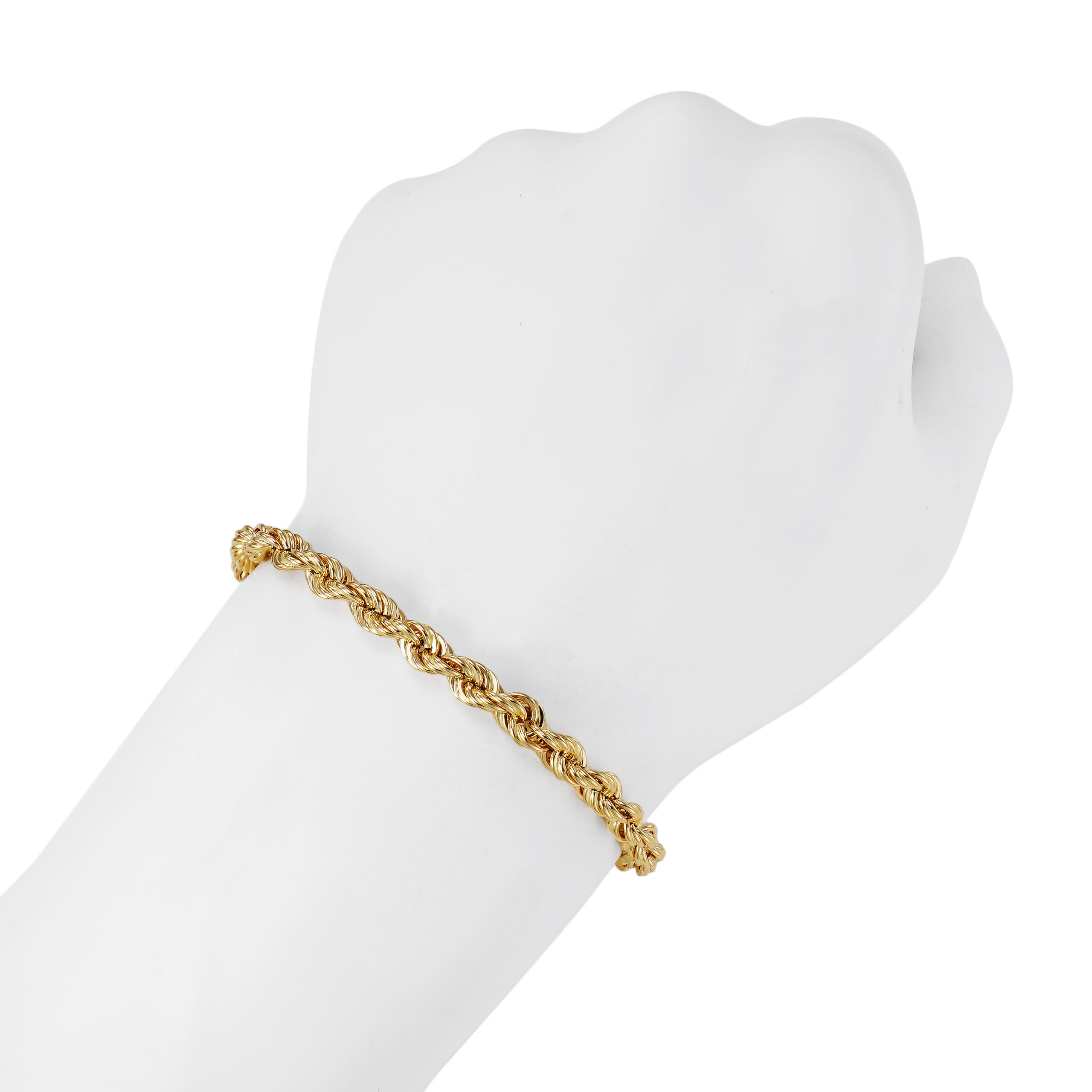 K18 18金 ロープ ブレスレット 5.4mm幅 16cm～22cm 引輪 選べるサイズ