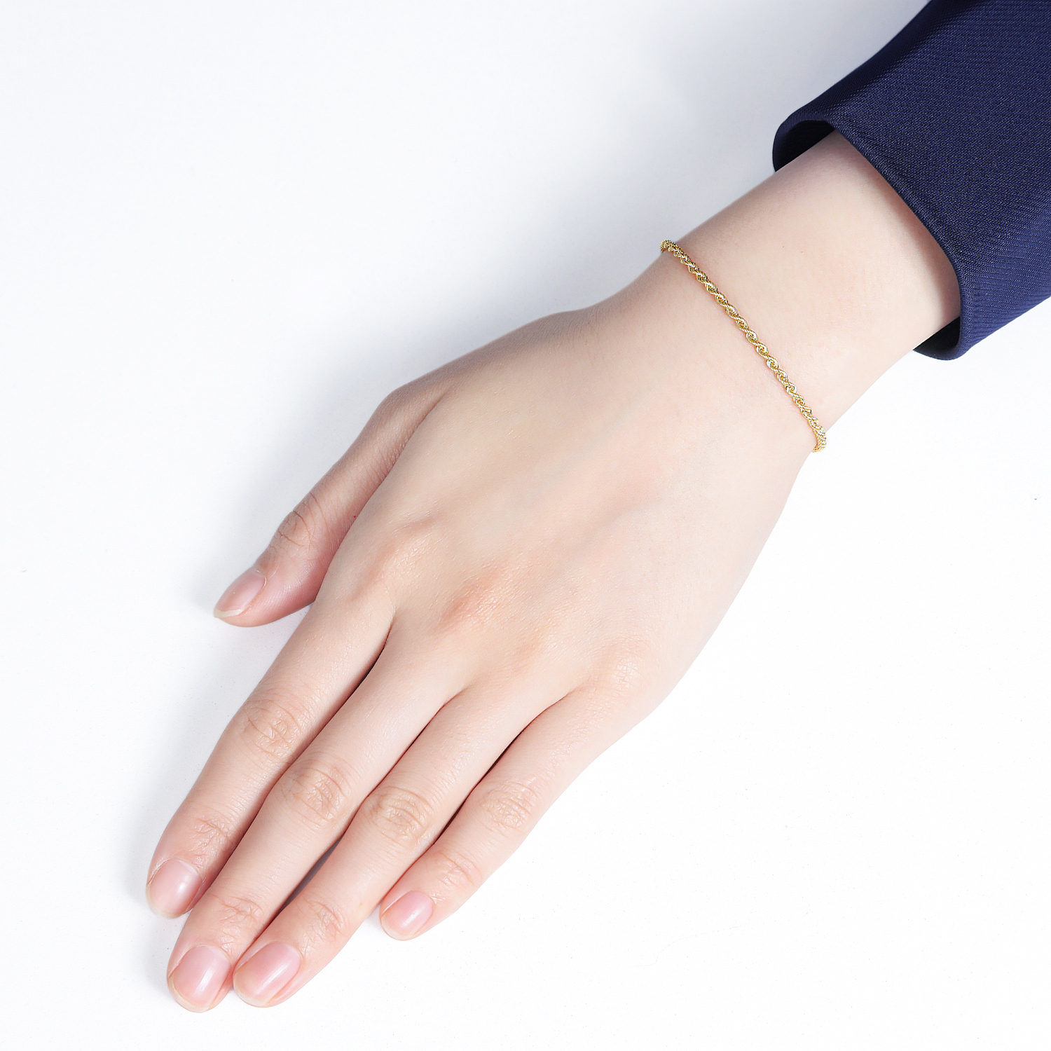 K18 18金 ロープ ブレスレット 2.1mm幅 16cm～22cm 引輪 選べるサイズ