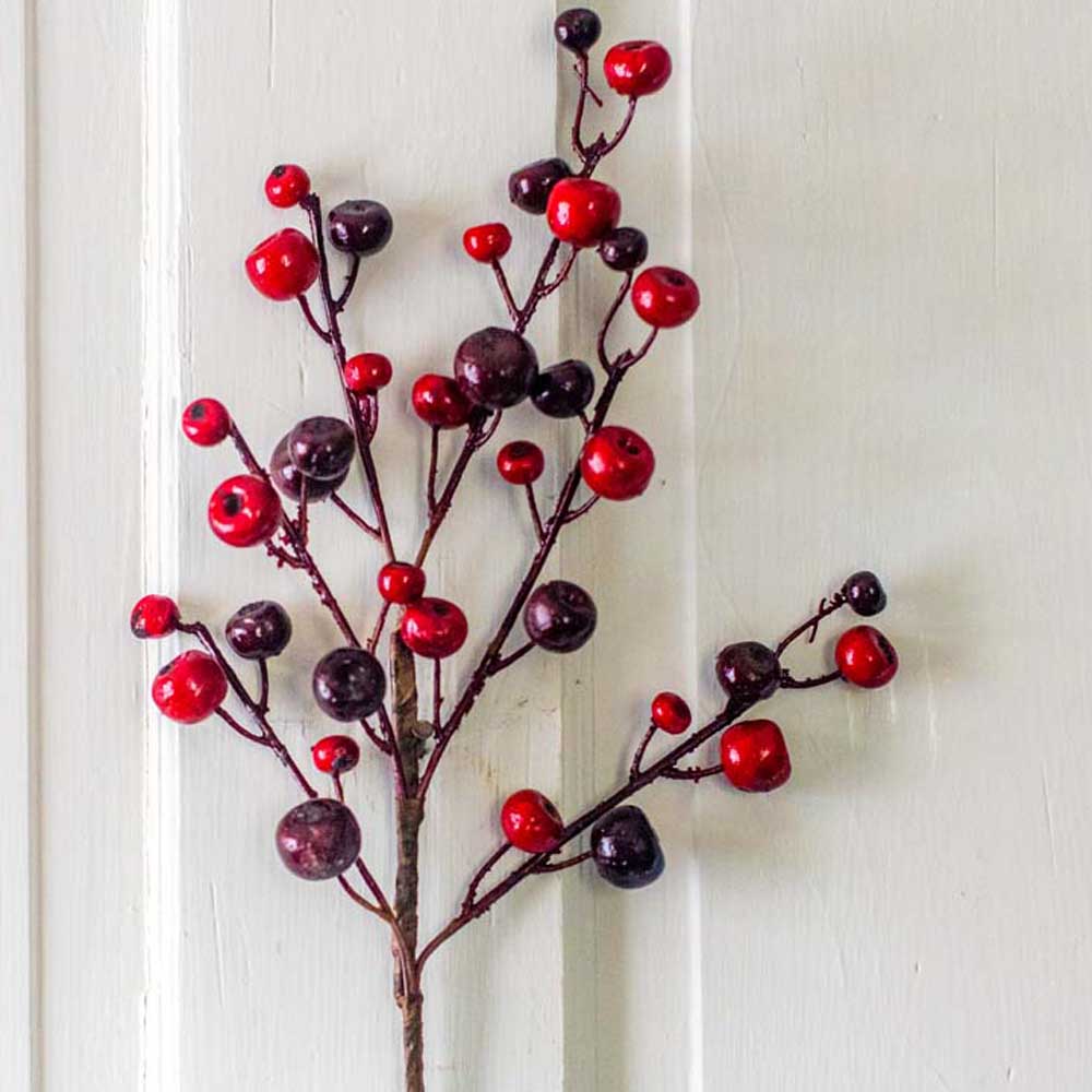 Faux Berry Cranberry Spray Weatherproof 24 Inches - Sugar Creek
