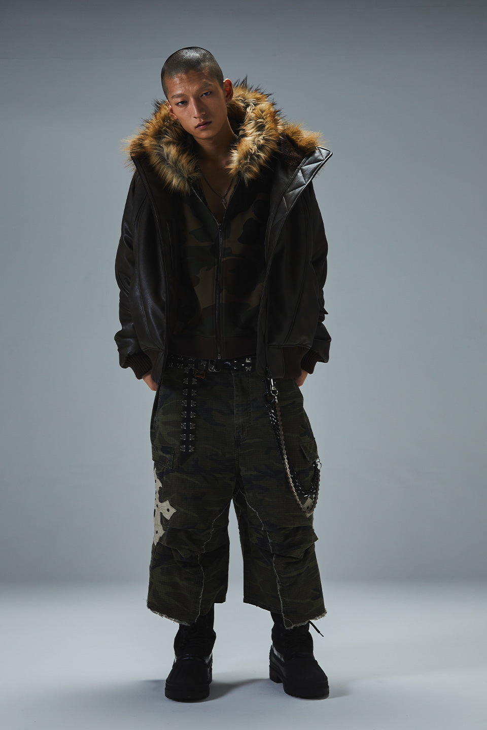Faux Fur Cross Zip Hoodie｜SUPPLIER｜フーディー