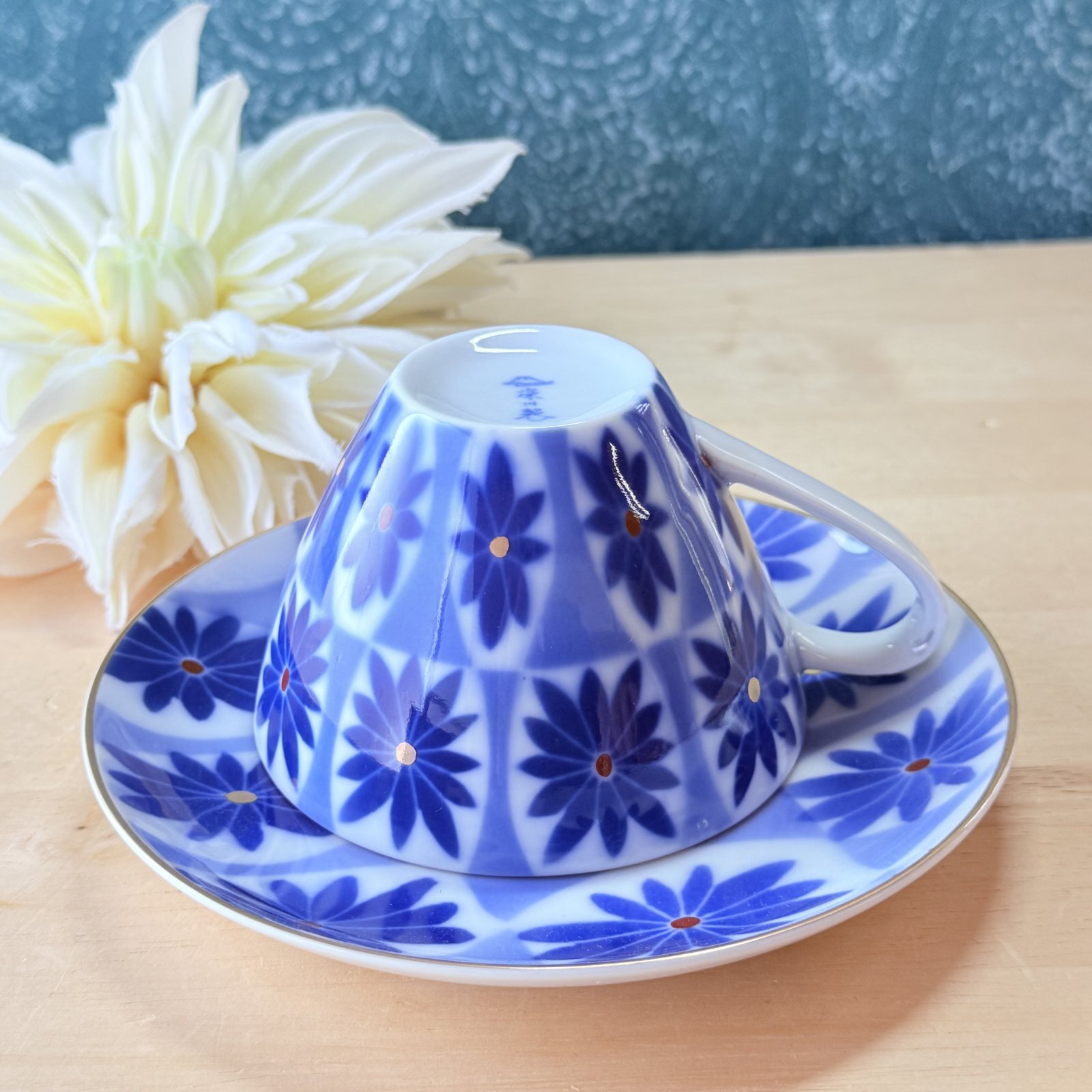fukagawa 深川製磁 宮内庁ご用達 兼用カップ＆ソーサー blueflower