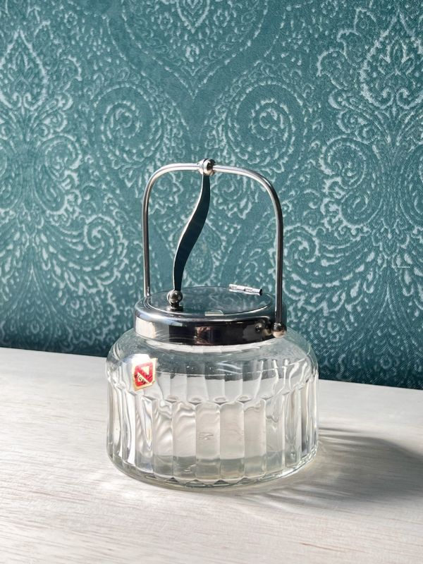 ◇◇専用◇◇濃緑色の大きめガラスシュガーポット◇レトロ◇大正ガラス