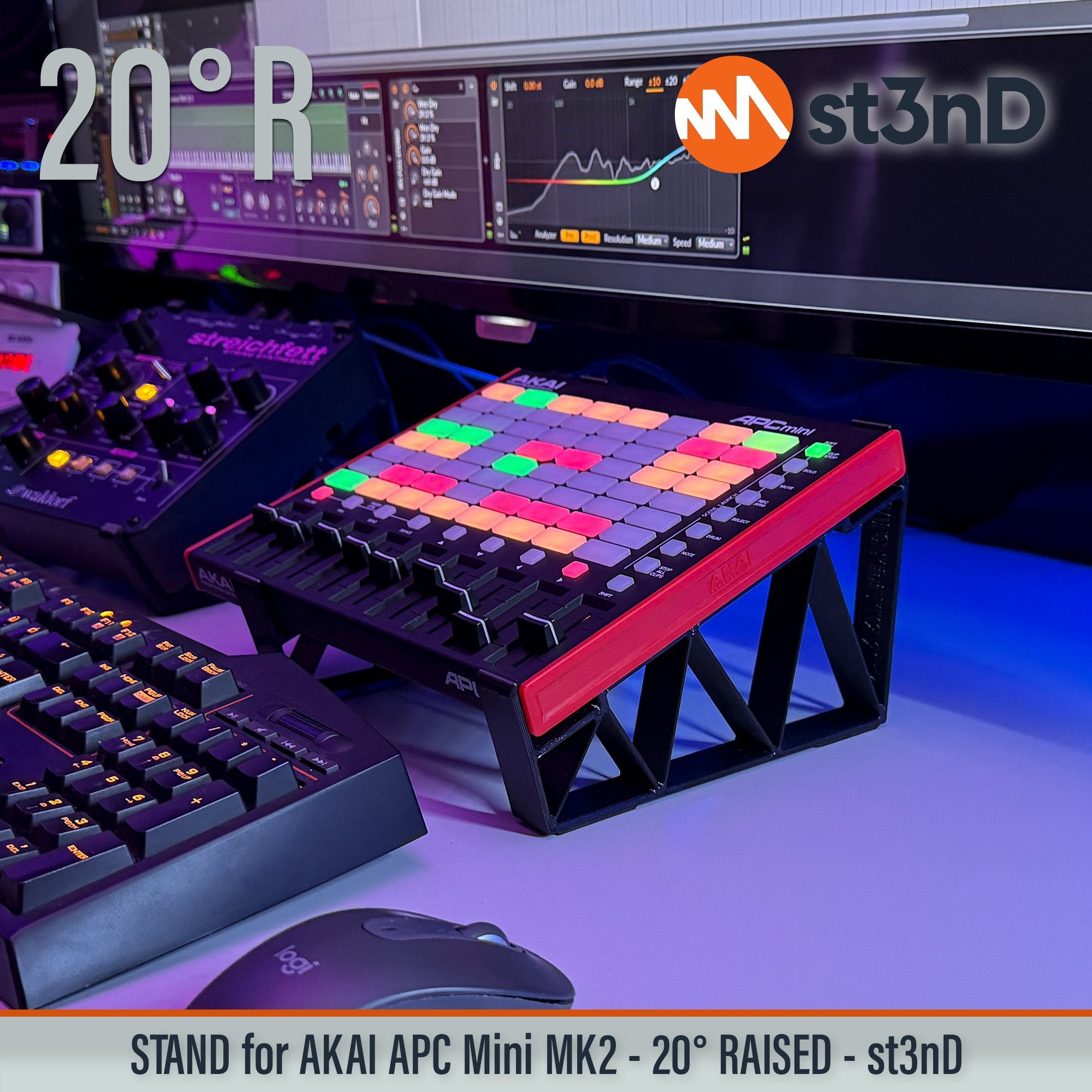 STAND for Akai APC Mini (Mk2) - 20° - Raised (by 40mm) - Synth