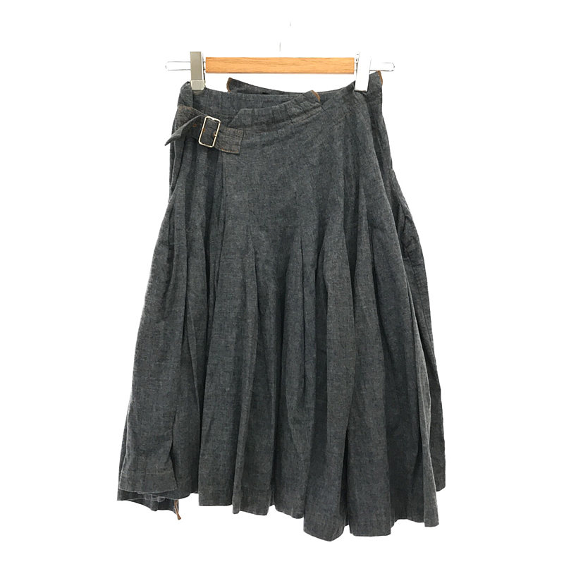 コットンネル ベルト付き ラップ風フレアスカート | ブランド古着の