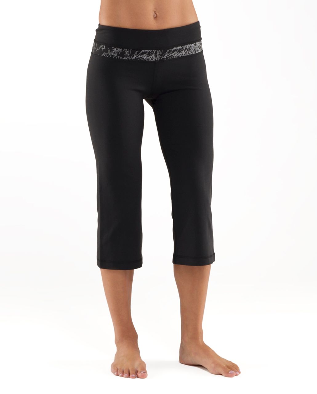 Lululemon Groove Crop - Black / Silver Manifesto Reflective - lulu