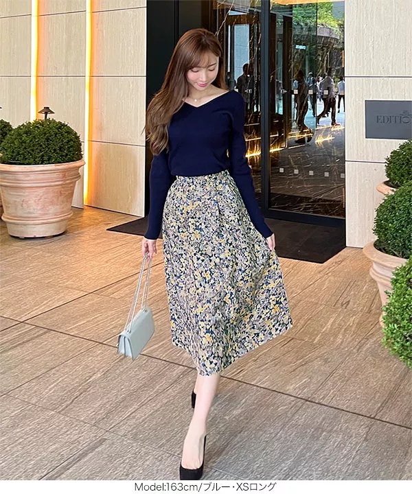 岡部あゆみさんコラボ ］選べる2丈フラワージャガードスカート [M3718