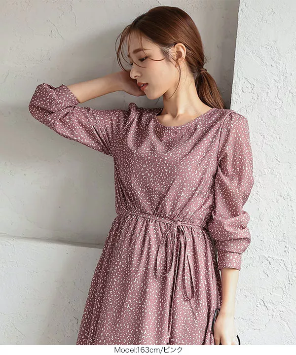 レオパード柄ウエストリボンワンピース [E2928] - レディース