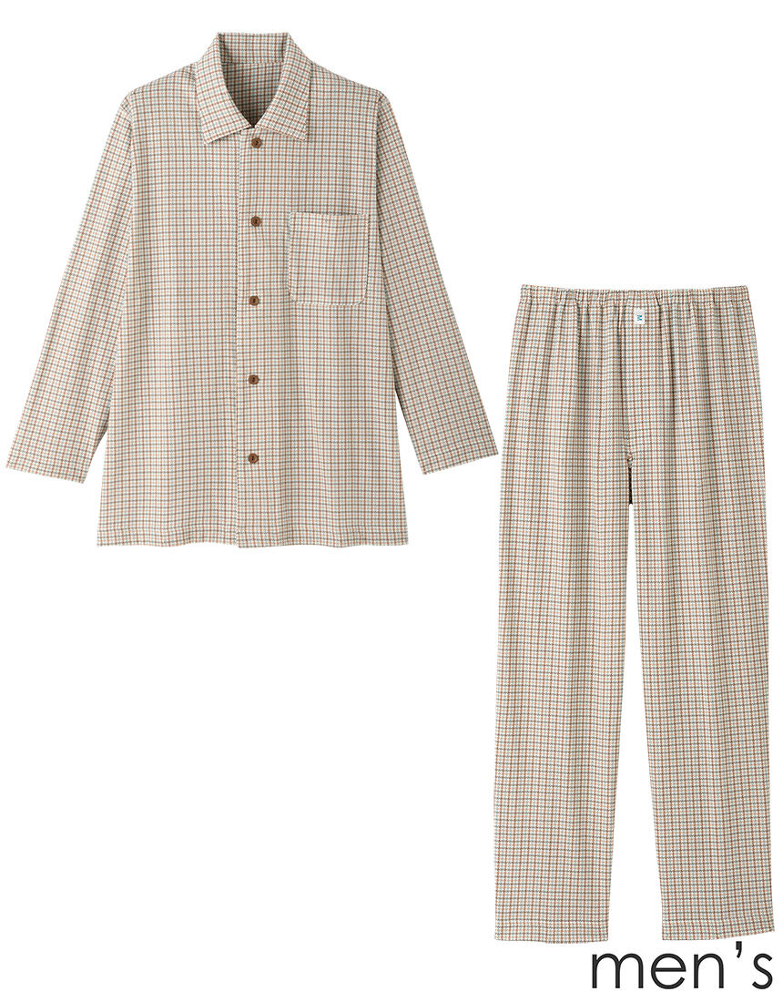 ワコール／らくラクパートナー 綿100％紳士パジャマ【長袖・レモン