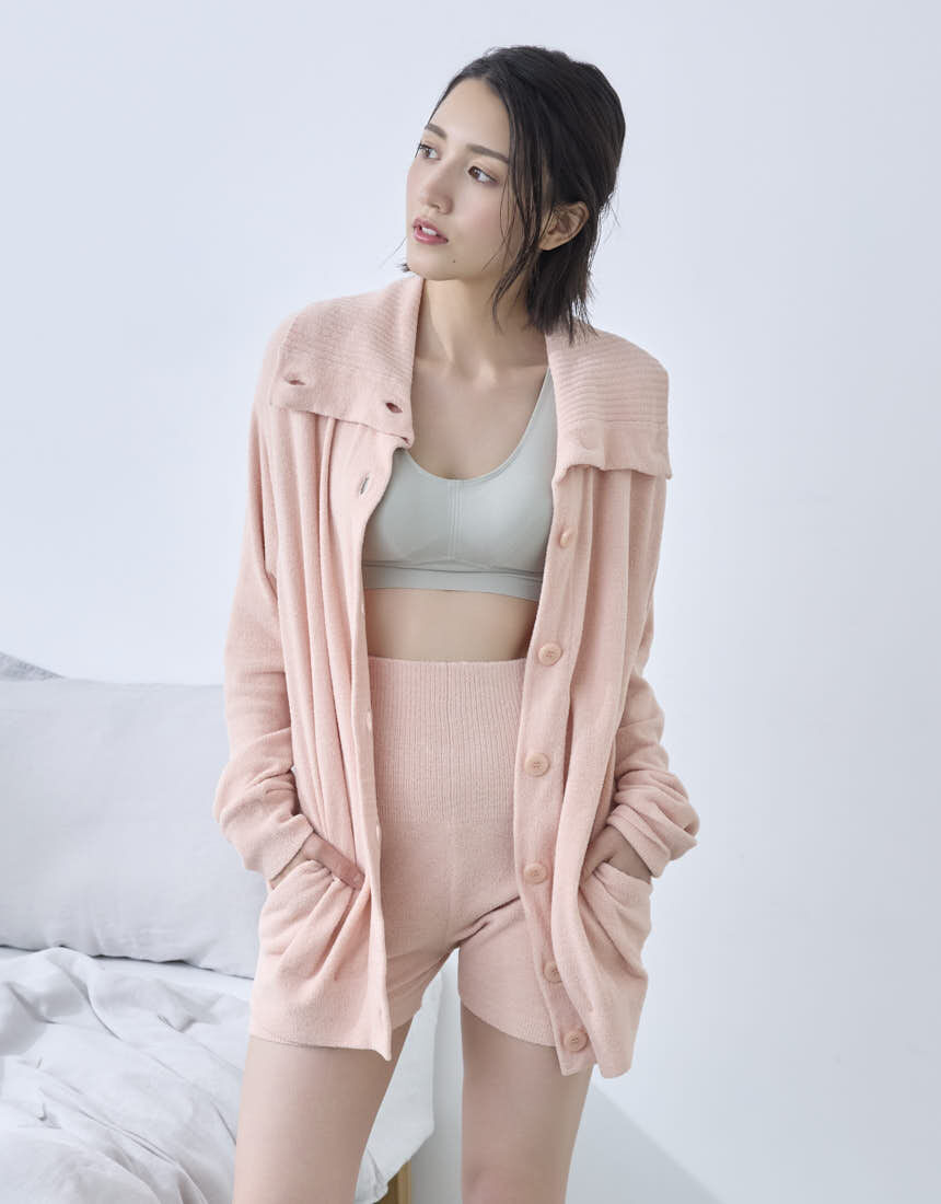 YOJOY ぽかふわあったかルームアイテム 襟付きカーディガン