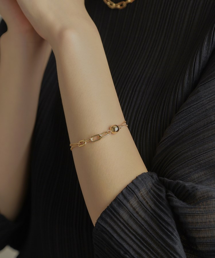 K10中空ボールキヘイミックスチェーン ブレスレット（ブレスレット