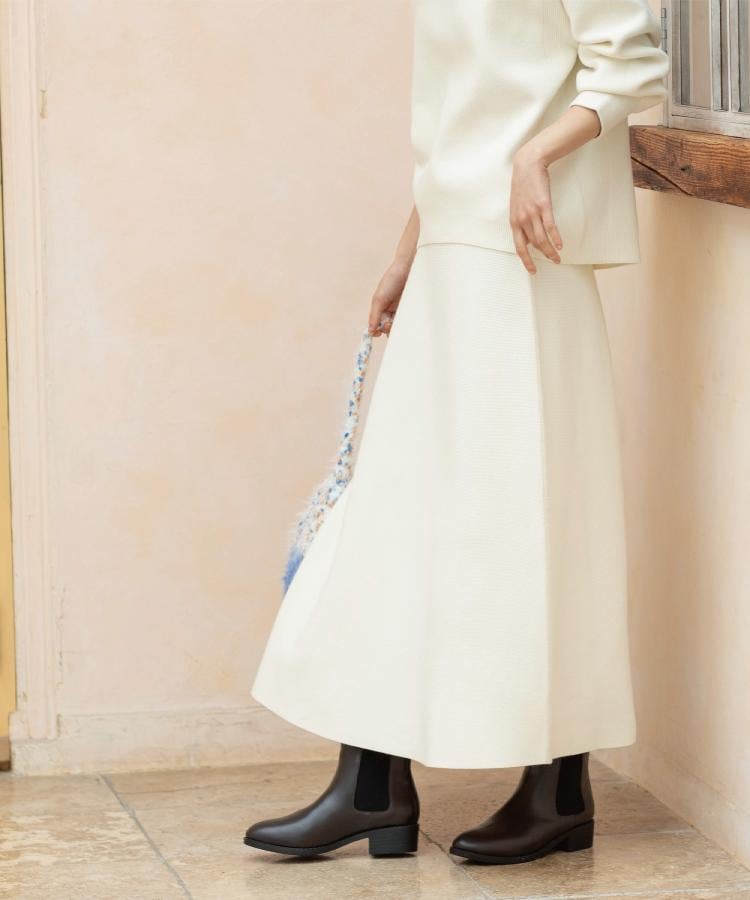 アルチビオ ニット スカート 38 ホワイト 裾フレア UV速乾ニットソー