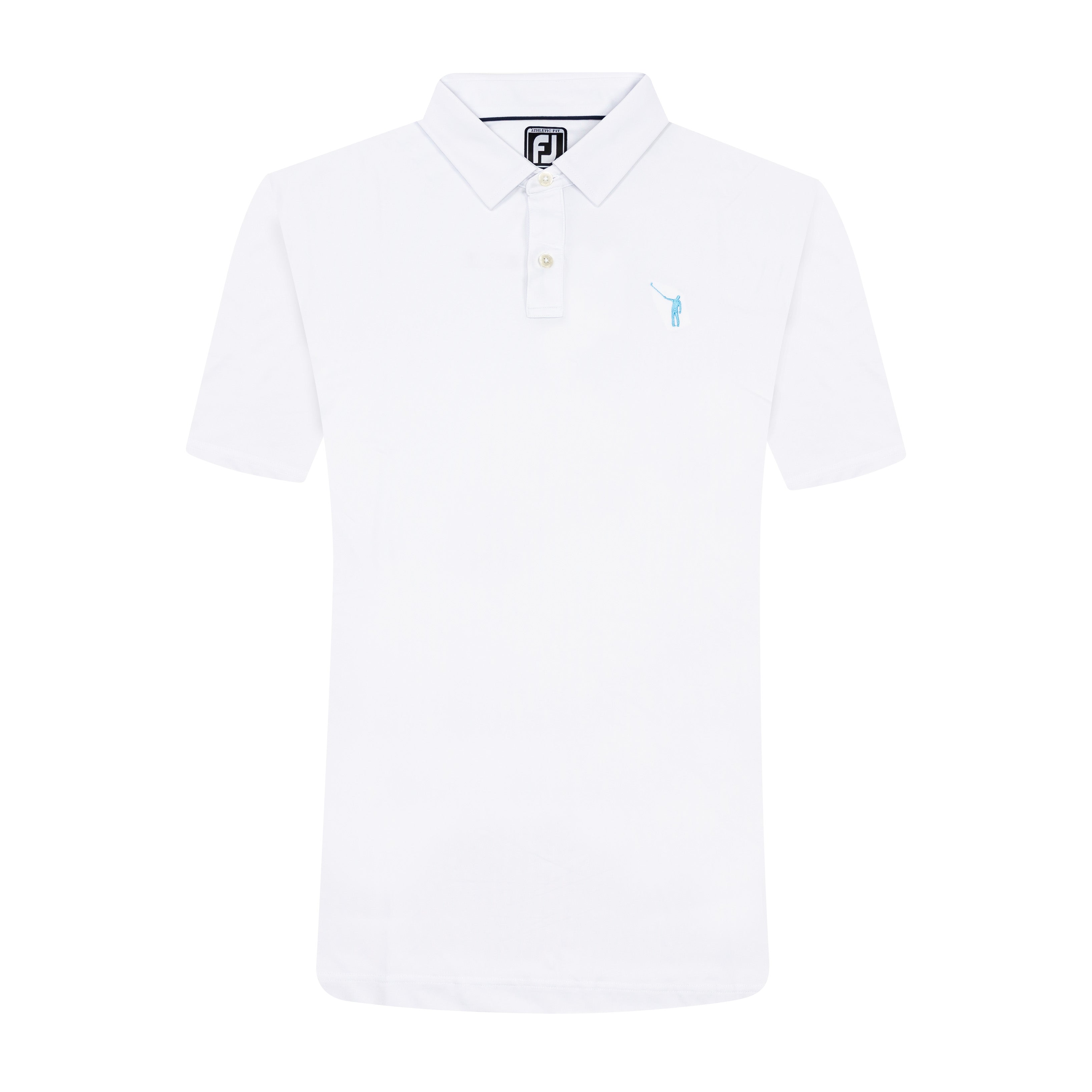 NLU x FJ Solid Lisle Polo | White w/ Sky Blue Wayward (Athletic