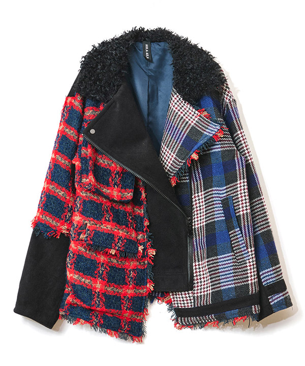 AULA AILA(アウラアイラ)/ CHECK COMBINATION BLOUSON(25FW) | Blue in