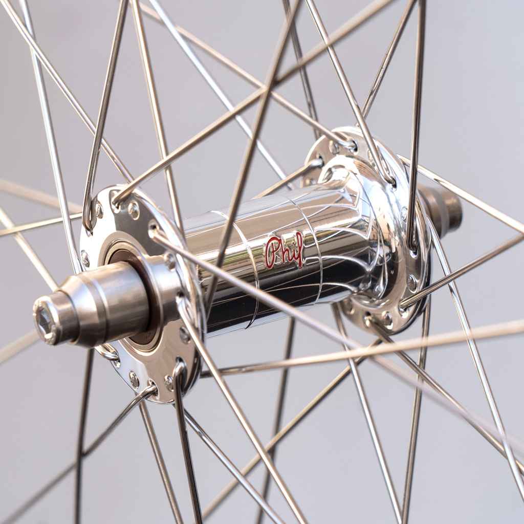 VELOCITY×PHILWOOD* quill track wheel front (polish) - BLUE LUG