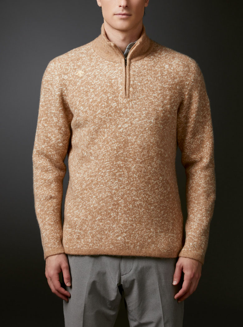 紡毛ダブルジャカードハーフジップセーター | デサントゴルフ公式