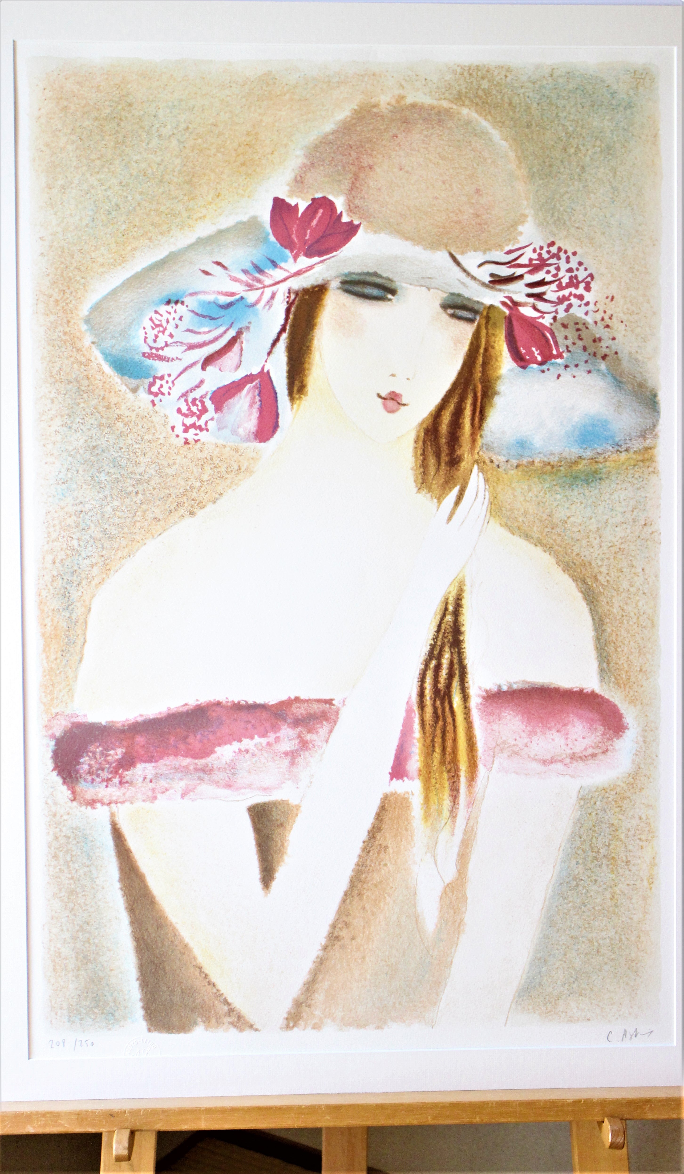 クレール・アステックス 「長い髪の女」版画（リトグラフ