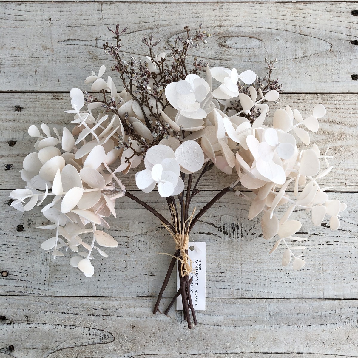 造花】アスカ/ユーカリミックスバンチ ホワイトベージュ/A-44486-1D