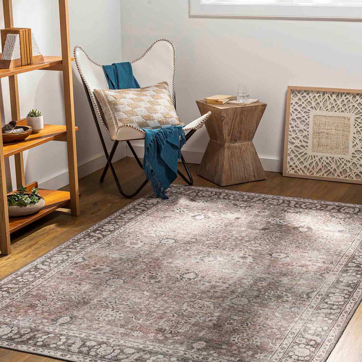 B784) Providence Colin Multi Floral Washable Area Rug, 5x7