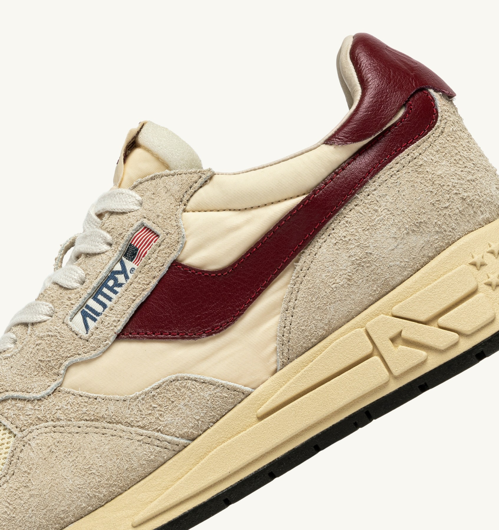 Autry Reelwind Low Sneakers In Nylon Suede And Leather Color Ecru And