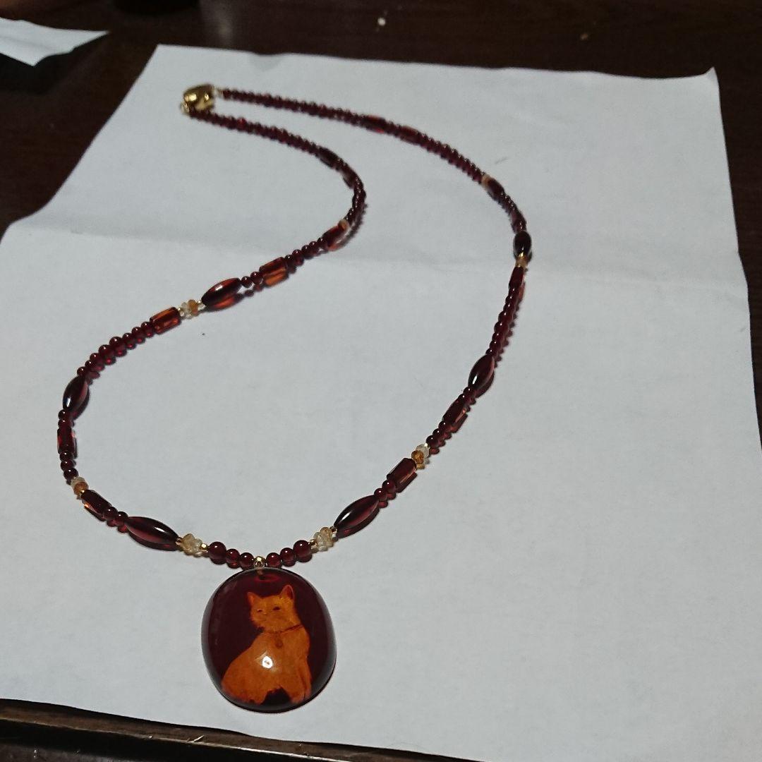 琥珀のネックレスに猫が描いている可愛いネックレス留め金はシルバー新品で非売品です Blue Cat 立体 かぎしっぽ 猫 ペンダント ネックレス シルバー925 ねこ