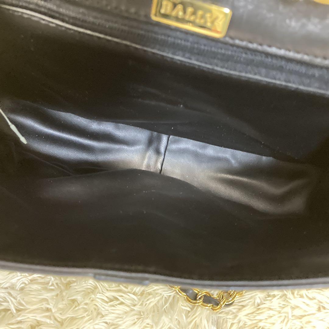 極美品】✨BALLY キルティング チェーンショルダーバックBK ゴールド