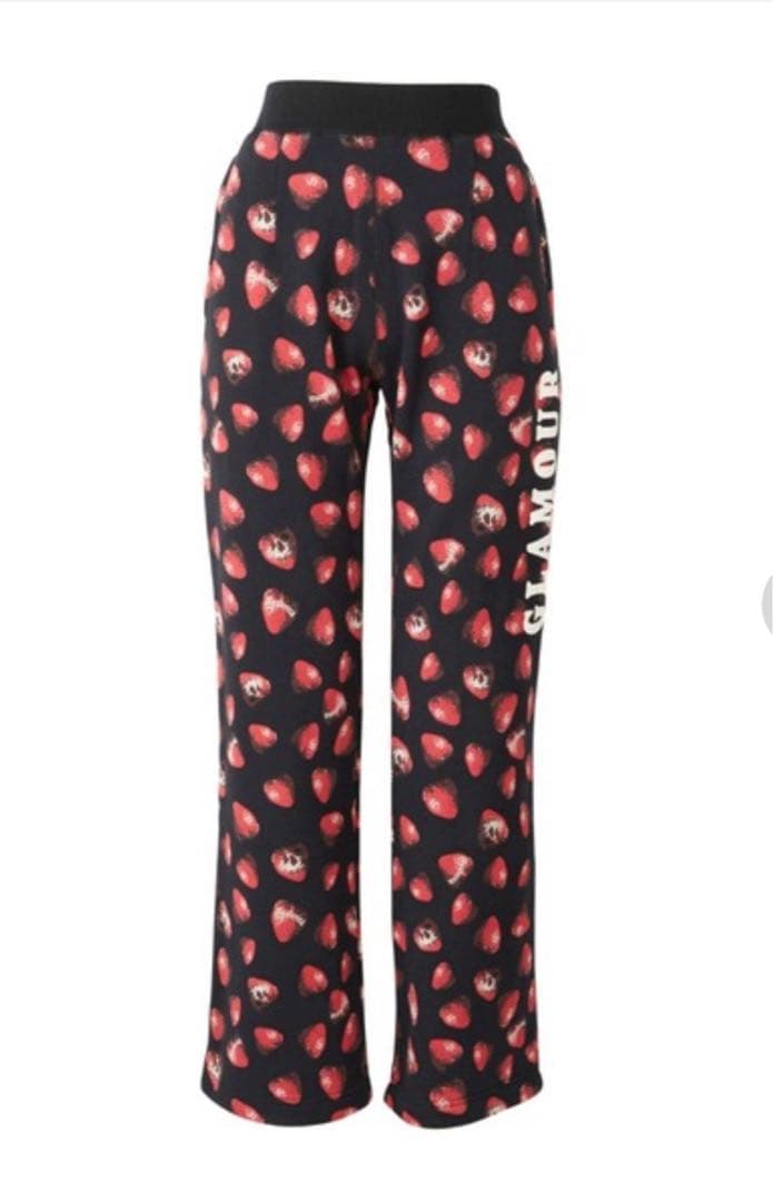 Glamour いちご柄 ストレートパンツ Glamour いちご柄 ストレートパンツ