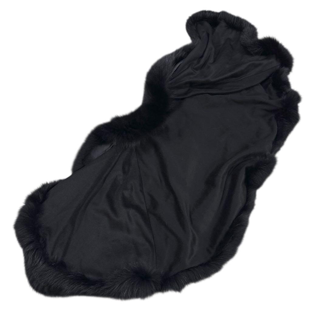 カシミヤ100% フォックス トリミング ポンチョ リアルファー